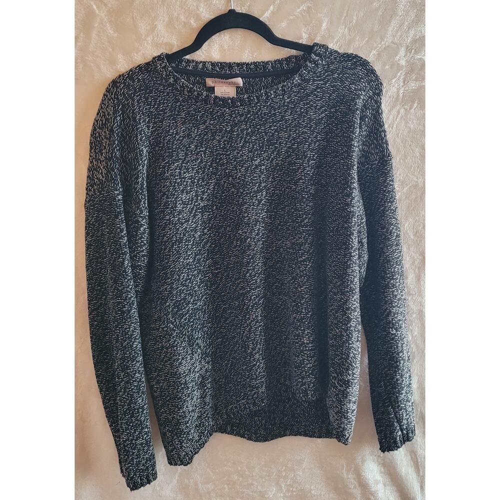 Women's Philosophy Black And White Marled Cotton Blend Knit Sweater Size L